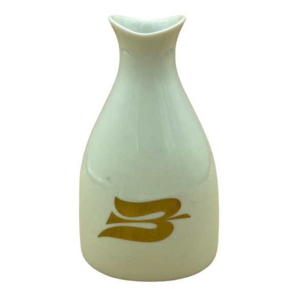 Porsgrund Norway Varefakta Cruet Vase P555 White Gold Bird Emblem 5.5” x 3.5” - Picture 3 of 9